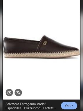 Salvatore Ferragamo Nadal  Dark Brown Leather Espadrilles with Gold Logo 39.5